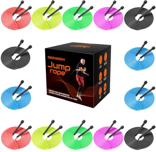 HELLOBOZS 14 Pack Adjustable PVC Jump Rope for Cardio Fitness - Versatile Jump Rope for Kids Women Men Christmas Gift -Tangle-Free for Keeping Fit, Training, Workout