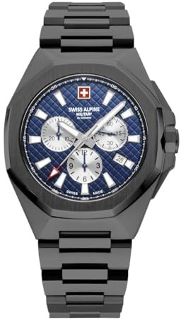 Swiss Alpine Military Herren Uhr Chronograph Analog Quarz 7005.9175SAM Edelstahl