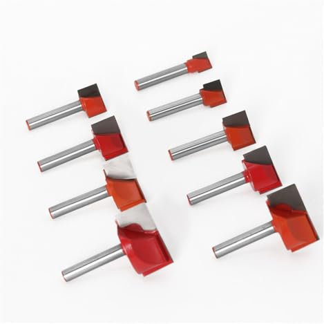 9-teiliges Fräser-Set for die Bodenreinigung, 6-mm-Schaft, Holzbearbeitungsfräser, Hartmetallbestückter, gerader Schaft, Fräser-Set for die Bodenreinigung, Plan-Bodenschlitzfräser, Besäumfräser