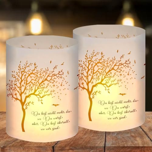 Trauerlicht 12 Stück, Trauerlicht mit Spruch Du bist Nicht mehr da, wo Du warst, Aber Du bist überall, Trauerkerze Personalisiert, Erinnerungslicht Grablicht Geschenk für Trauernde Teelichter Kerzen