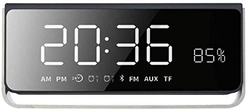 KARFRI Radio FM de cabecera Reloj Despertador con LED Grande Regulable Puerto de Cargador USB Batería Recargable Temporizador de Apagado Volumen Ajustable Excavación Reloj Despertador Digital