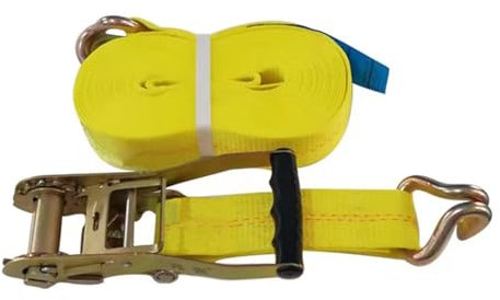 Gelb Ratschengurte Mit Doppel-J-Haken, 2 Zoll 26.2Ft Hochbelastbar Frachtkontrolle Ratsche Zurrgurte Ratschengurte Für Ladungsbündelung,1Pack