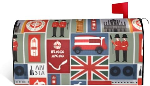 Briefkastenabdeckung mit englischen Symbolen, für Garten, Außenbereich, Hof, Briefkasten, Abdeckung für alle Jahreszeiten