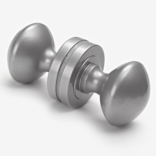 Monlech Pomo redondo de doble cara para puerta, mango ovalado de aluminio para puertas, cobertizos, armarios, puerta de granero (gris)