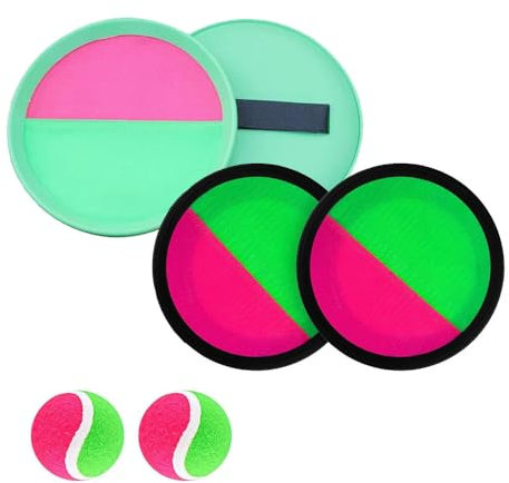 Voarge Klettballspiel, Fangballspiel mit 4 Fangscheiben 2 Bälle, Klettballspiel für Kinder ab 3 4 5 6, Ballspiele für Draußen Kinder für Wurf Spiel und Fangspiel für Party, Garten