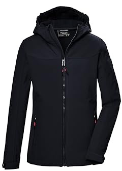 killtec Flicka softshelljacka/utomhusjacka med huva KOS 145 GRLS SFTSHLL JCKT, mörk marinblå, 128, 43258-000