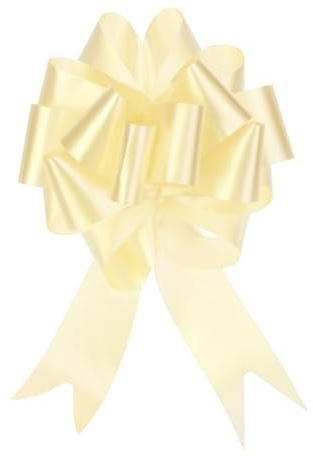 QUARKZMAN 10 Stück Geschenk Schleife mit Geschenkbänder Große Ziehschleife 15cm Geschenkschleife Schleifenband Dekoration für Geschenkverpackung Hochzeit Auto Geburtstag, Beige