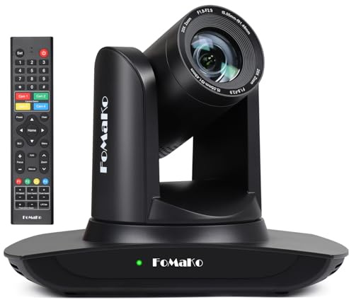 FoMaKo PTZ Kamera KI-Auto-Tracking 20x Optischer Zoom 1080p 60fps, mit HDMI/USB3.0/LAN(PoE) für Live-Gottesdienste, Videokonferenz, Bildung, Events, YouTube vMix OBS Streaming (FMK12UH Schwarz)