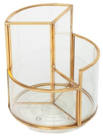 AIMIAO Make up Pinsel Aufbewahrung, Kosmetik Pinselhalter Glas, 360° Drehbar Make up Pinseltopf Veranstalter, Spiegelschrank Organizer Innen Für Pinsel, Eyeliner, Lippenstifte, Mascara Lagerung