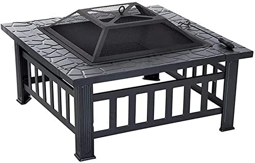 XZHOOQP Braciere da Giardino con braciere e Camino da Esterno, Tavolo, griglia, fornello da Campeggio, braciere, Barbecue, Cortile Esterno per Campeggio