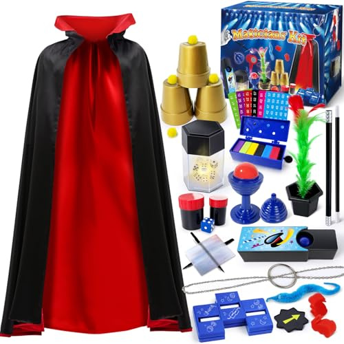PATIFEED Kit di Magia, Giochi di Magia con Costume da Mago, Trucchi Magici per Bambini di 6 7 8 9 10 11 12 Anni