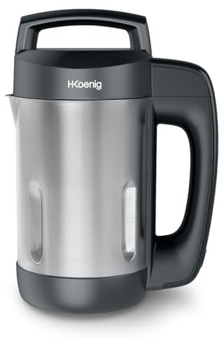 H.Koenig MXC20 Batidora de Sopas Térmica de Acero Inoxidable 1,1 L Negra, Multifunción, Función Mezcladora, 2 Programas de Cocción, 850 W