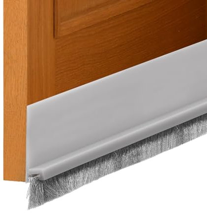 QUARKZMAN 3pz Guarnizione per Porta, 5cm x 100cm Sottoporta, Fermo Spifferi per Porte con Spazzola Guarnizione Finestre Adesiva per Porte Esterne Interne Blocco Polvere Freddo Calore, Grigio