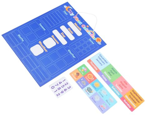 ifundom Cognitive Whiteboard Educational Calendar Weather Chart Toddlers Learning Center Teaching Pocket Chart Boys and Girls Early Learning Toy