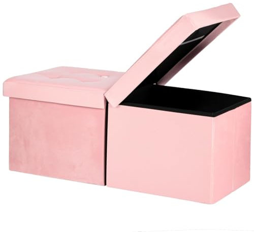 VewePata Panca ottomana in velluto rosa da 86 cm, poggiapiedi con coperchio ribaltabile, poggiapiedi pieghevole con spazio per coperte, sedile per camera da letto, tavolino o soggiorno