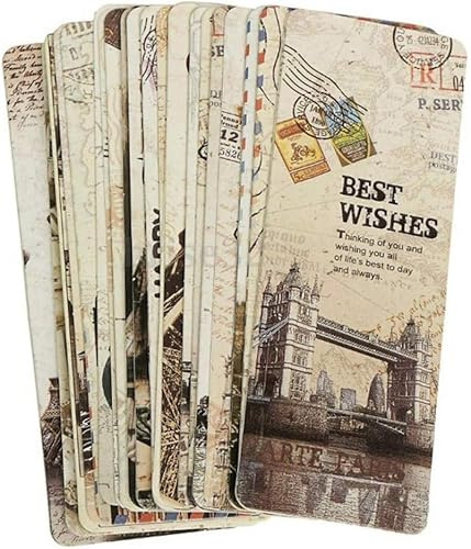 30Pcs/Set Vintage European Scenes Retro Old Travel Postcard Bookmarks,Note Pads,Memo Pads Bookmarks Book Accessories Office School Supplies