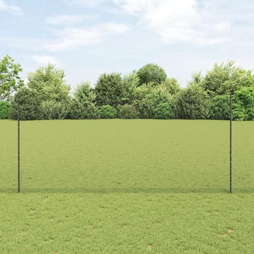 22 pcs U-Channel Steel Fence Posts 140 cm, Hexagon Grey Garden Fence 1.4x25 m, Building Materials for Outdoor Fencing, Heavy-Duty Posts for Strong Support
