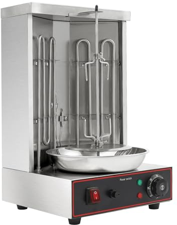 Elektrischer Shawarma Grill 3000W Tischgrill Edelstahl Grillmaschine mit Drehspieß 2 Heizelemente Temperaturbereich 50-300℃ für Hausgebrauch Restaurant Grillen