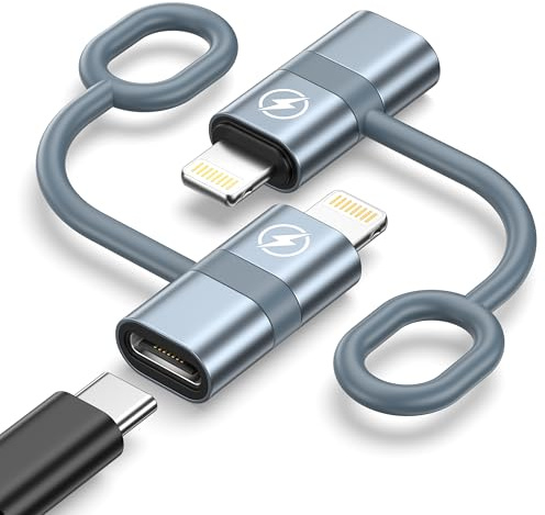 USB C till Lightning-adapter [MFi-certifierad], 2-pack USB C hona till Lightning hanadapter för iPhone 14 13 12 11 Pro Max/iPad/AirPods, typ C till blixtadapter snabbladdande stål, inte för ljud/OTG