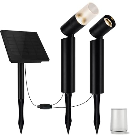 Brendz Solar-Erdspießstrahler, 100 Lumen, Warmweißes Licht 3000K, IP44 Wasserbeständig, Solarleuchten Garten, Gartenbeleuchtung, Solar- Wegbeleuchtung, Vigo