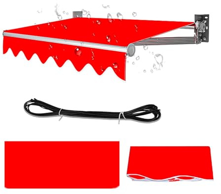 Generico Tessuto di Ricambio per Tende da Sole in Poliestere Impermeabile e Anti-Sole, Copertura Superiore in Tela per terrazza, Balcone, Cortile, Negozio(380x250cm)