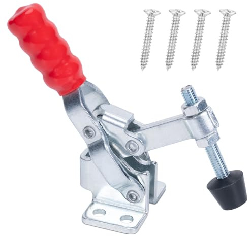 Sajosolid 1-Pack Vertical Toggle Clamp, 12050 Adjustable Toggle Clamps for Woodworking 200 Lbs/91 KG Holding Capacity, Carbon Steel with Zinc Plating, Surface Provides Superior Performance