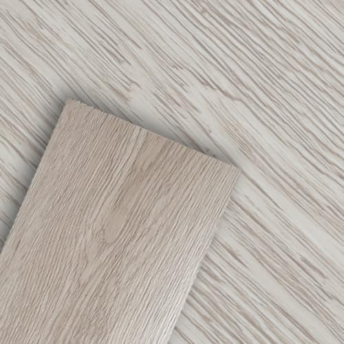 Monucep PVC Bodenbelag Vinylboden Selbstklebend, 91.5 cm x 15.2 cm x 1.5 mm, 10 m²/ 70 Fliesen Selbstklebende Vinyl-Fliesen wasserdicht, Holzoptik, für Küche, Badezimmer, White Oak