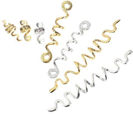 VALICLUD 16pcs Dreadlocks Cuffs and Spiral Hair Beads Set for Braids Gold and Silver Hair Accessories Ethnic Style Jewelry for African Dreadlock Styling