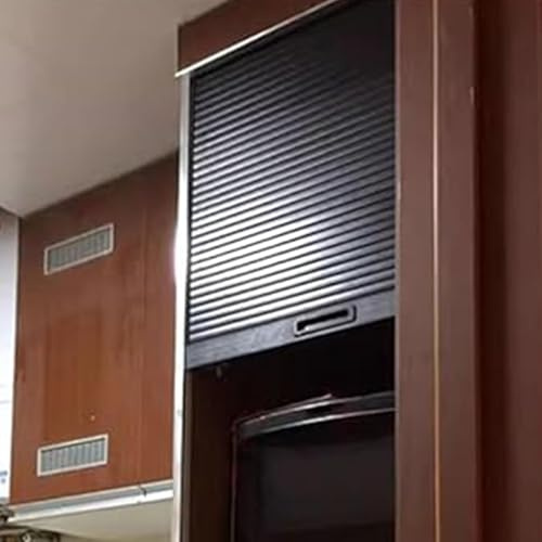 Dailify Porta a Soffietto Kit per Mobile da Cucina con Anta a Serrandina Nera con Maniglia, Ante Interne Avvolgibili in ABS per Armadio, Cancello Scorrevole per Armadio(24x36 (61x91.4cm))
