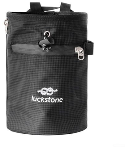 Oniissy Chalk Bag für Klettern, Bouldern, Gymnastik und Gewichtheben, 420D Nylon für strapazierfähiges Material mit weichem Futter, Kordelzug-Verschluss zum Verschütten (schwarz)