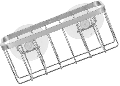 OFFIGAM Soporte para Esponja de Fregadero de Cocina Ventosa, Acero Inoxidable, Organizador Drenante y Compacto para Utensilios de Cocina, Porta Trapos y Estropajos