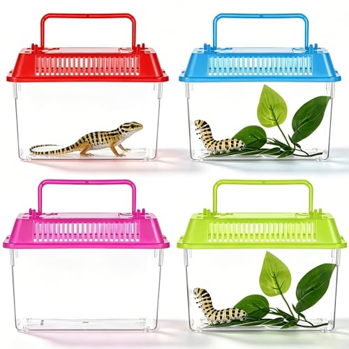 Joygoodta 4 st Tadpole-tank, bärbar fiskbehållare i plast med handtag, litet akvarium för vågstavar, fisk och reptiler