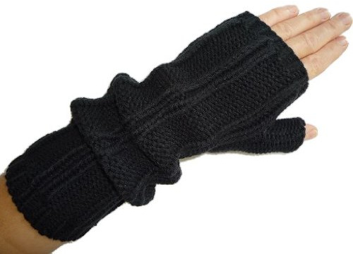 alles-meine.de GmbH schwarz Pulswärmer Zopfmuster 29 cm Stulpen Stulpe Armstulpen Muff Müffchen mit