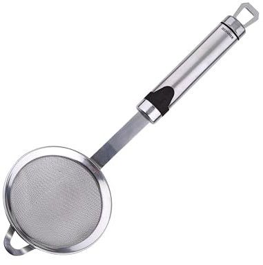 BERGNER Gizmo - Colador de 28.5cm - Fabricado en Acero Inoxidable - Apto para Lavavajillas - Mango con detalle en color - Resistente a Golpes - Tamaño útil