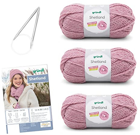Gründl Strickkomplettset Shetland, 80% Polyacryl, 20% Wolle, rose melange, 30 x 20 x 8 cm