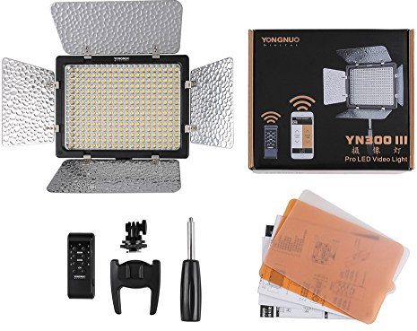 YONGNUO YN300 III LED-Videokamera, Licht mit Farbtemperatur 5500 K und Helligkeit verstellbar, für Canon Nikon Pentax Olympus Samsung