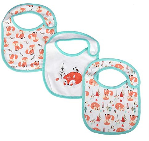 Mumusuki 3-teiliges Lätzchen, wasserdicht, waschbar, 100% Bio-Baumwolle, super saugfähig und weich Unisex für Neugeborene