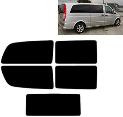 Passgenaue Tönungsfolie für-Mercedes Vito Extra Long 2005-2014 Heck/Seitenscheiben (05% Tiefschwarz)