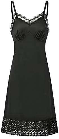 Belle Poque Vintage Women's Under Dresses Spaghetti V-Neck Lace Sleep Dress Full Slip Nightdress 2041