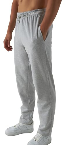 Smith & Solo - Pantalones de Deporte para Hombre, diseño Moderno, algodón, Corte Ajustado, Pantalones de Ocio, Pantalones Deportivos, Pantalones de Entrenamiento, Pantalones de chándal, Gris y Recto,