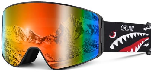 Odoland Gafas de Esquí para Niños y Adolescentes, Gafas Snowboard Antivaho Protección UV, Compatible con Cascos, Mascara de Esquí, BR