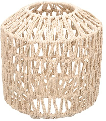 BESTonZON Lampenabdeckung Aus Rattanimitat Gewebter Lampenschirm Im Boho Stil Deckenleuchte-Dekor Aus Papierseil Für Esszimmer Küche Schlafzimmer Und Bar 19.00 X 19.00 X 18.00 cm