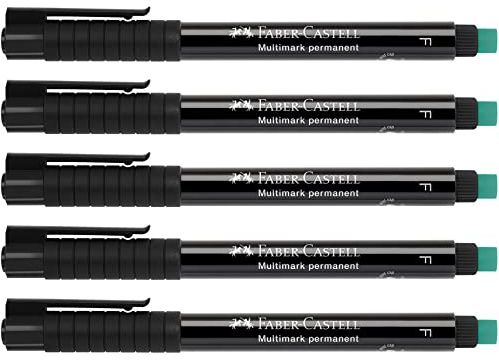 FABER-CASTELL 205018 - Pennarello Multimark F 151399, indelebile, nero, 5 pezzi