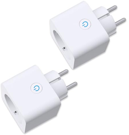 ANTELA Prise Connectée WiFi 16A 3680W Mesure de Consommation Électrique, Prise Intelligente compatible avec Alexa, Google Home, APP Contrôle, Horaires et Minuterie, 2PCs