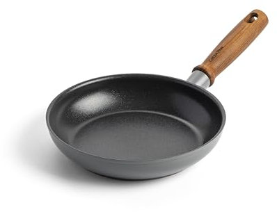 Greenpan Mayflower Pro Hard Anodized Healthy Ceramic Nonstick 20 cm Frying Pan Skillet, Vintage Wood Handle, PFAS-Free, Induction Suitable, Charcoal Gray