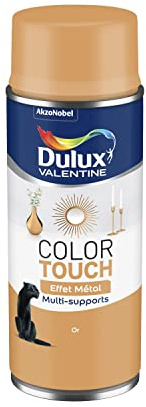Dulux Valentine Peinture Intérieure et Extérieure Aérosol Color Touch - Pour bois, plastique, PVC, carton, papier - Or Effet Metal - 400ml