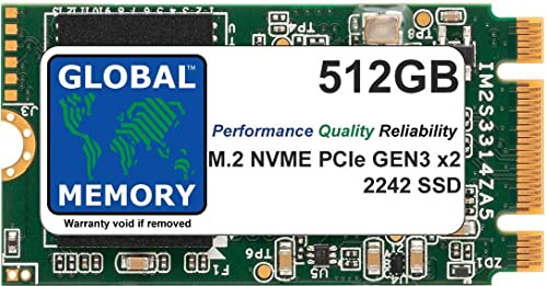 Globalt minne 512 GB M.2 2242 PCIe Gen3 x2 NVMe B+M KEY SOLID STATE DRIVE (SSD) FÖR LENOVO IDEAPAD 3 530S/THINKPAD V15 P52S X280 T470P T480S T480S T490 T490 5 L499 0 T580