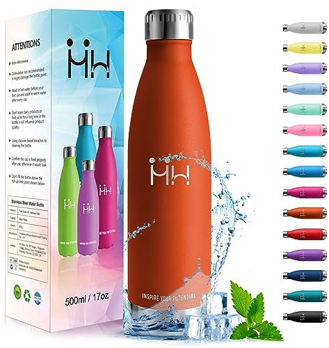 HoneyHolly Borraccia Termica Doppia Parete, Bottiglia Acqua in Acciaio Inox - 500ML - Senza BPA, Antigoccia, per Palestra, Scuola, Sport, Ufficio
