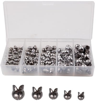 Kit de pesas de plomos de pesca, 100 piezas de 5 tamaños, plomos redondos extraíbles con caja de almacenamiento para pesca en agua salada y agua dulce, 0,5/0,8/1/1,5/2 g