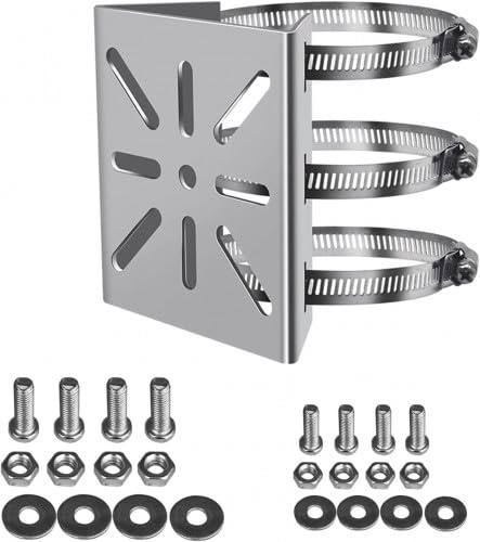 volumoon Universal Montaje Vertical con Poste para cámara Seguridad, Soporte de Esquina Montaje de Acero Inoxidable de 3 bucles, Soporte de mástil Adecuado para Cámaras CCTV (tamaño pequeño)